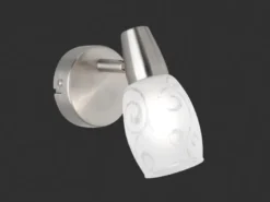 Wandstrahler COLMAR Metall Silber matt mit Dekorglas satiniert, Breite 8cm