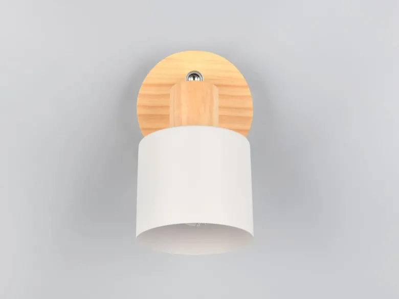 Wandstrahler & Deckenstrahler SHANTI Hellgrau mit Holz, Breite 9cm