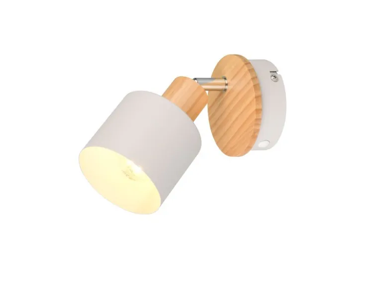 Wandstrahler & Deckenstrahler SHANTI Hellgrau mit Holz, Breite 9cm