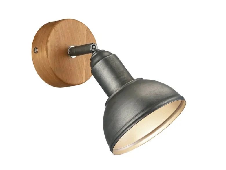 Wandstrahler DELHI Holz & Metall Silber Antik, Breite 11,5cm