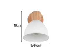 Wandstrahler DELUME aus Metall in Weiß & Holzoptik, Höhe 19cm