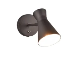 Wandstrahler ENZO Retro Schwarz mit Schalter & Stecker, Breite 12cm