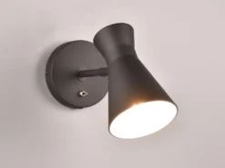 Wandstrahler ENZO Retro Schwarz mit Schalter & Stecker, Breite 12cm