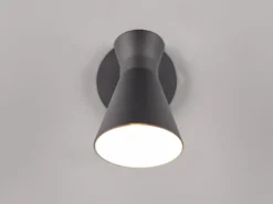 Wandstrahler ENZO Retro Schwarz mit Schalter & Stecker, Breite 12cm
