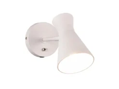 Wandstrahler ENZO Retro Weiß mit Schalter & Stecker, Breite 12cm