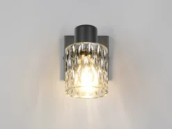 Wandstrahler JACK mit Schalter und Rauchglas Lampenschirm, Höhe 16cm