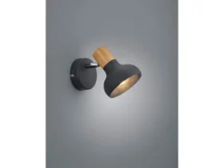 Wandstrahler LATIKA Metall Schwarz mit Holzoptik, Breite 10cm