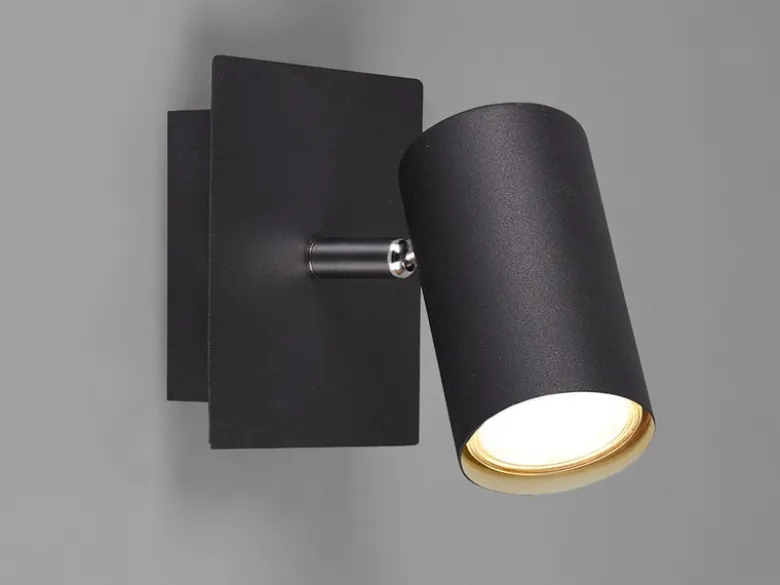 Wandstrahler MARLEY Metall Schwarz mit GU10-Sockel, Breite 12cm