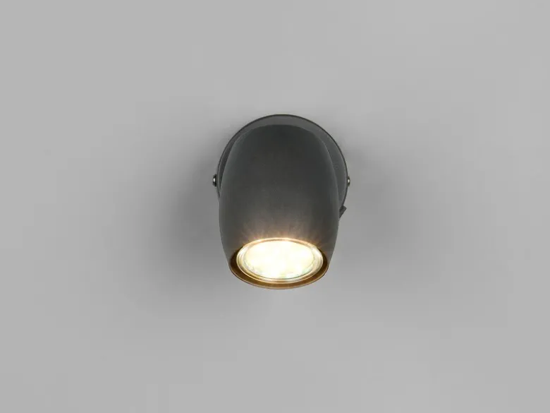 Wandstrahler NANCY mit Schalter aus Metall Schwarz, Höhe 14cm