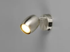 Wandstrahler NANCY mit Schalter aus Metall Silber, Höhe 14cm
