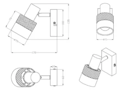 Wandstrahler NANDINI mit Holz & Draht-Stoff Lampenschirm, Breite 7cm