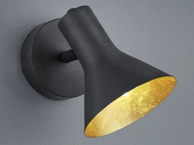 Wandstrahler NINA Metall Schwarz / innen Gold, Breite 11cm