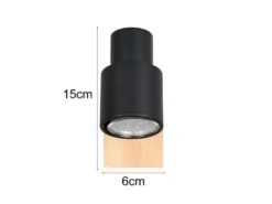 Wandstrahler PIERRE mit Schalter, Metall Schwarz & Holz, Breite 6cm
