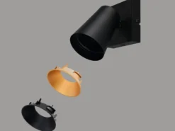 Wandstrahler SHARP Schwarz Gold mit Schalter, Breite 10cm