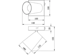 Wandstrahler SHARP Schwarz Gold mit Schalter, Breite 10cm