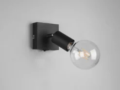Wandstrahler Spot VANNES 1 Flammig mit Schalter, Schwarz 9x11cm