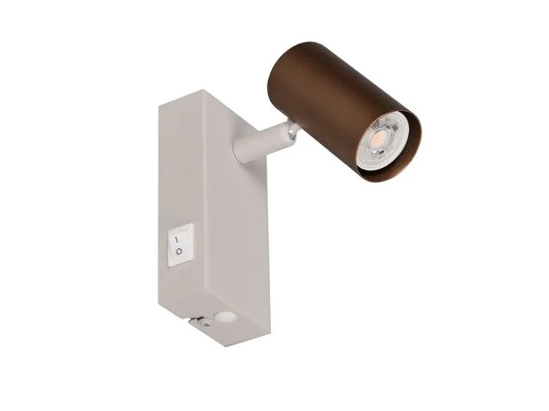Wandstrahler TARYN Coffee / Grau mit Schalter, Breite 6cm