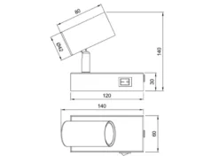 Wandstrahler TARYN Weiß mit Schalter, Breite 6cm
