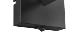 Wandstrahler TOSH mit Schalter, Schwarz mit Holz & Gitterschirm, Breite 9cm
