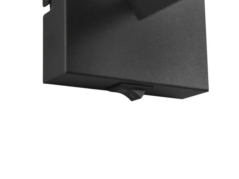 Wandstrahler TOSH mit Schalter, Schwarz / Holz Weiß & Gitterschirm, Breite 9cm