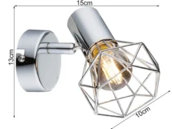 Wandstrahler XARA Gitter Silber Chrom Industrial, Breite 10cm