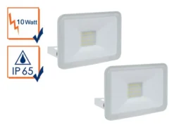10 Watt LED Strahler 2er SET, 5000 Kelvin Neutralweiß, IP65, 9x12cm