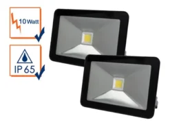 10 Watt LED Strahler 2er SET, 4000 Kelvin Neutralweiß, IP65, 9x13cm
