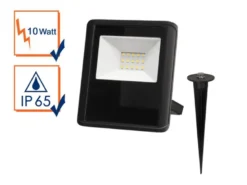 10 Watt LED Strahler SET Montagehalterung & Erdspieß, Neutralweiß, IP65, 11x13cm