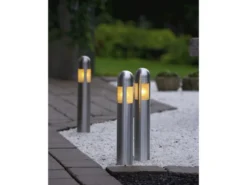 Wegeleuchte AMALFI 3er Set Edelstahl mit Erdspieß, 10m Anschlusskabel, 12V Trafo