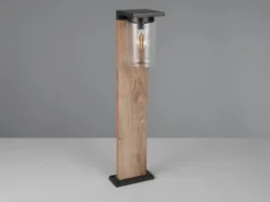 Wegeleuchte ARDILA aus Aluminium Holzoptik mit E27 Glasschirm, Höhe 65cm