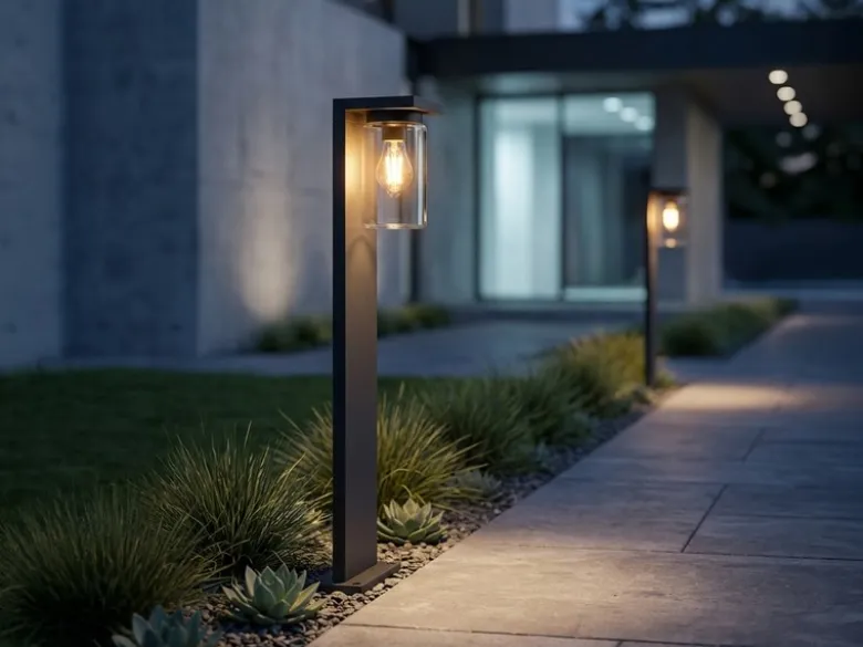 Wegeleuchte ARDILA aus Aluminium Schwarz mit E27 Glasschirm, Höhe 100cm