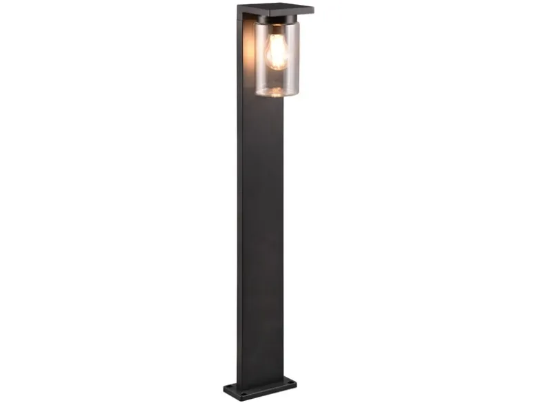 Wegeleuchte ARDILA aus Aluminium Schwarz mit E27 Glasschirm, Höhe 100cm