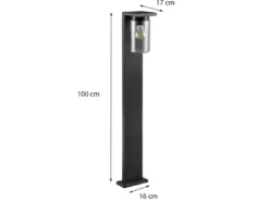 Wegeleuchte ARDILA aus Aluminium Schwarz mit E27 Glasschirm, Höhe 100cm