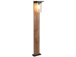 Wegeleuchte ARDILA aus Aluminium Holzoptik mit E27 Glasschirm, Höhe 100cm