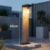Wegeleuchte aus Aluminium Holzoptik mit E27 LED & Glasschirm, Höhe 65cm