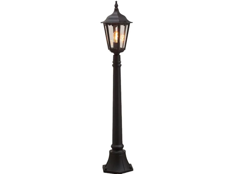 Wegeleuchte aus Aluminium Schwarz, antike E27 Gartenlaterne, Höhe 120cm