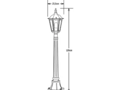 Wegeleuchte aus Aluminium Schwarz, antike E27 Gartenlaterne, Höhe 120cm