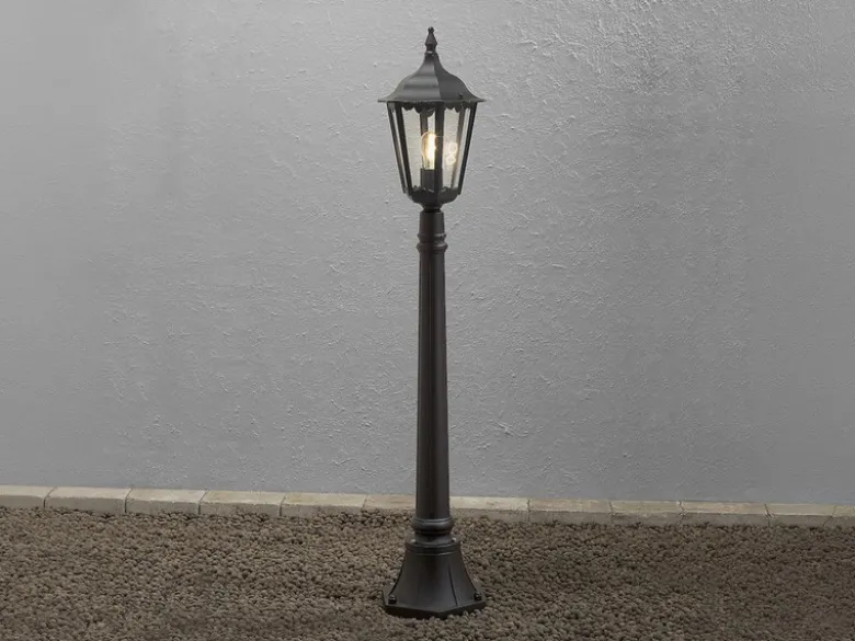 Wegeleuchte aus Aluminium Schwarz, antike E27 Gartenlaterne, Höhe 120cm
