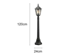 Wegeleuchte aus Aluminium Schwarz, antike E27 Gartenlaterne, Höhe 120cm
