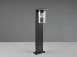 Wegeleuchte aus Aluminium Schwarz mit E27 LED & Glasschirm, Höhe 65cm