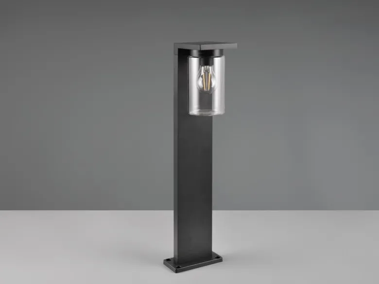 Wegeleuchte aus Aluminium Schwarz mit E27 LED & Glasschirm, Höhe 65cm