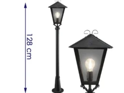Wegeleuchte BENU, E27, Aluminium schwarz, Höhe 128 cm