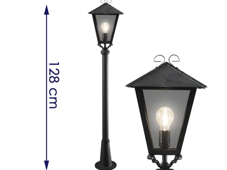 Wegeleuchte BENU, E27, Aluminium schwarz, Höhe 128 cm
