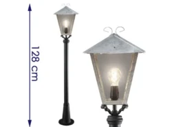 Wegeleuchte BENU, E27, galvanisierter Stahl, Höhe 128 cm