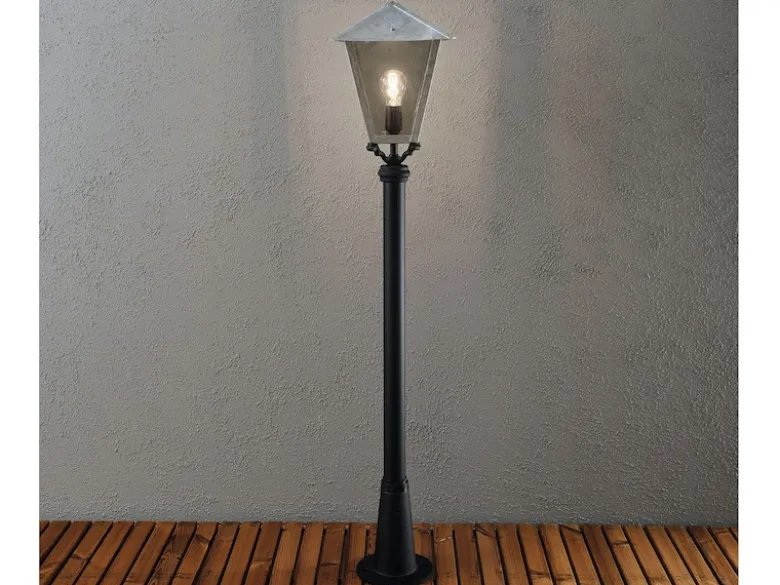 Wegeleuchte BENU, E27, galvanisierter Stahl, Höhe 128 cm