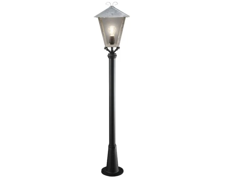 Wegeleuchte BENU, E27, galvanisierter Stahl, Höhe 128 cm