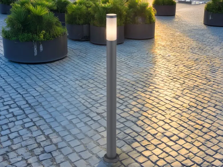 Wegeleuchte BOSTON aus Edelstahl in Anthrazit & Opal, Höhe 110cm