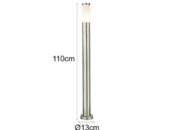 Wegeleuchte BOSTON aus Edelstahl in Silber, Höhe 110cm