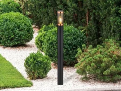 Wegeleuchte BOSTON aus Edelstahl in Schwarz & Kupfer, Höhe 110cm