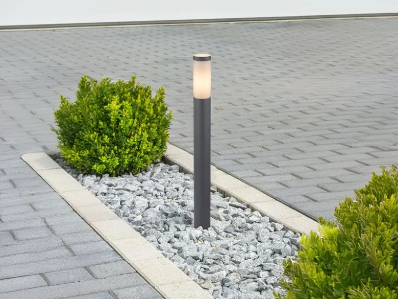 Wegeleuchte BOSTON aus Edelstahl in Anthrazit & Opal, Höhe 80cm